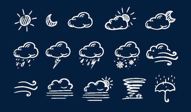 手绘天气图标素材图片免费下载_高清装饰图案psd_千库
