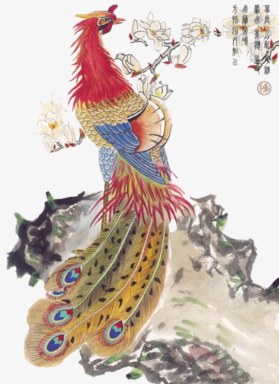 凤凰红色线条底纹古典暗纹免抠装饰元素