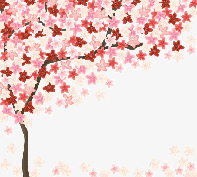 山水云纹挑花树枝仙鹤云纹国潮时尚古风背景插画