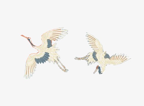 国潮装饰插画飞鸟仙鹤鸟儿插画元素