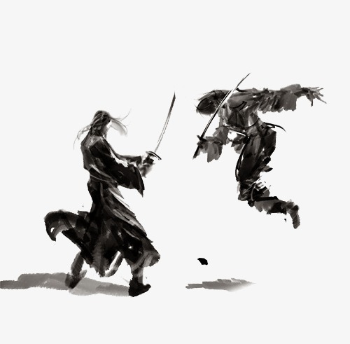 比武古代侠客江湖剪影黑色剑客              