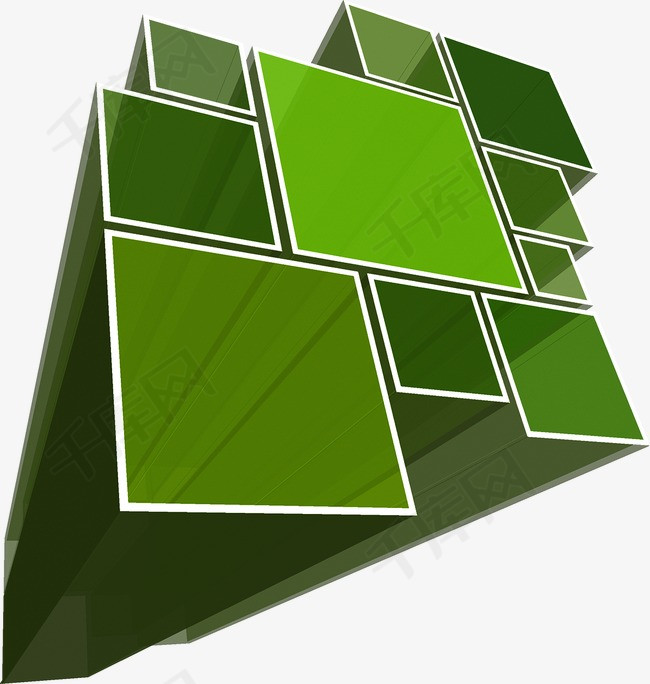绿色立体正方形绿色正方体正方形几何图形背景
