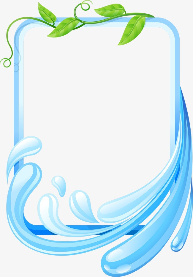 水波纹理装饰蓝色系边框png素材