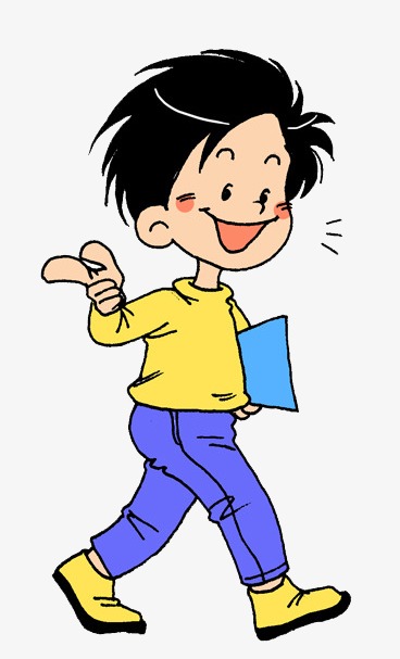 可爱卡通小男孩可爱卡通小男孩小学生上学课本走路