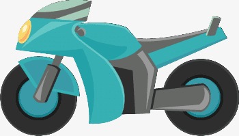 卡通摩托车摩托车卡通素材交通工具蓝绿色手绘交通工具