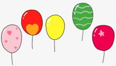 手绘卡通风格彩色装饰气球免扣元素