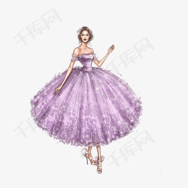 手绘紫婚纱_月白星紫婚纱