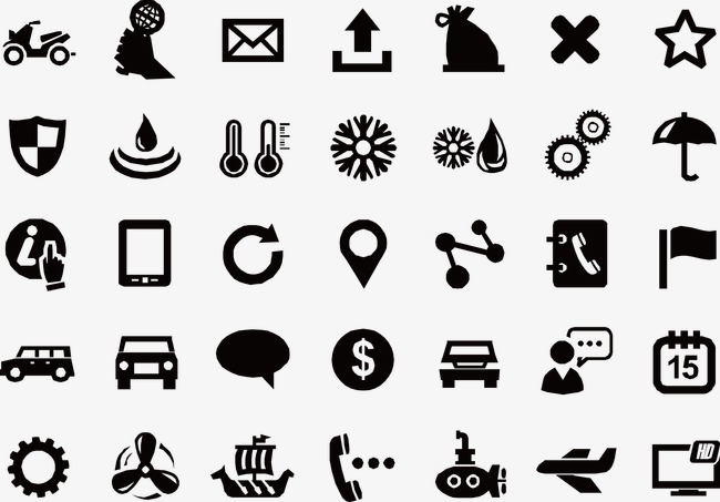 纯黑商务类ppt图标素材【高清png素材】-90设计