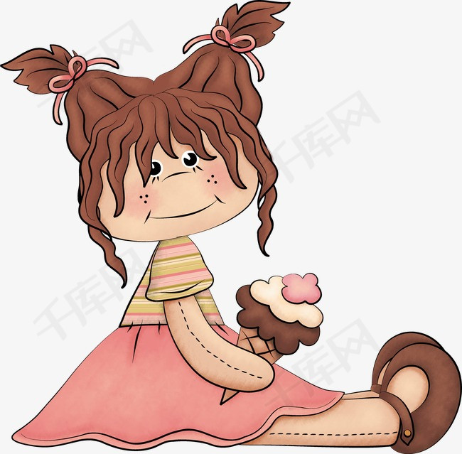 吃冰淇淋的小女孩素材图片免费下载_高清卡通手绘png