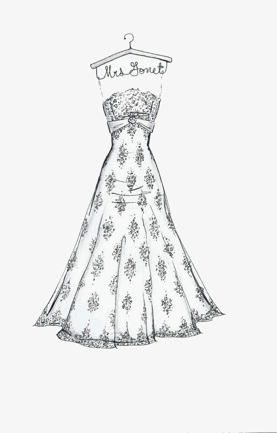 婚纱手绘图片彩铅画_彩铅画图片大全手绘