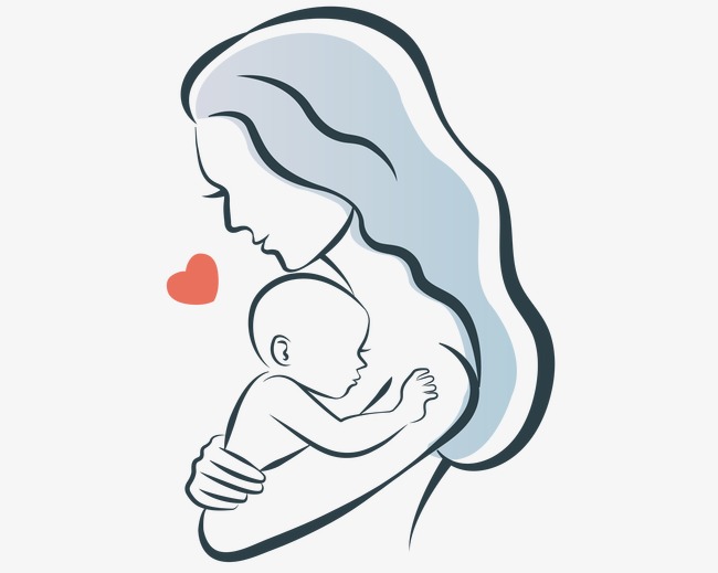妈妈怀抱婴儿 手绘