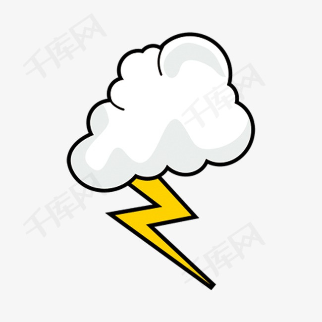 雷电元素白云闪电电闪雷鸣云层