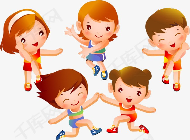 体操运动的小孩卡通插画小朋友小孩儿童学生  