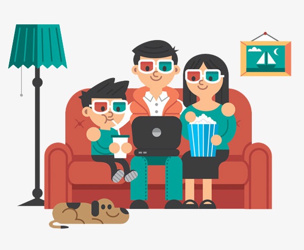 看电影的一家人png素材-90设计