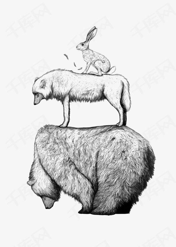 手绘素描动物素材图片免费下载_高清卡通手绘png_千库