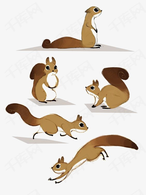 松鼠手绘松鼠卡通松鼠小松鼠动物可爱松鼠