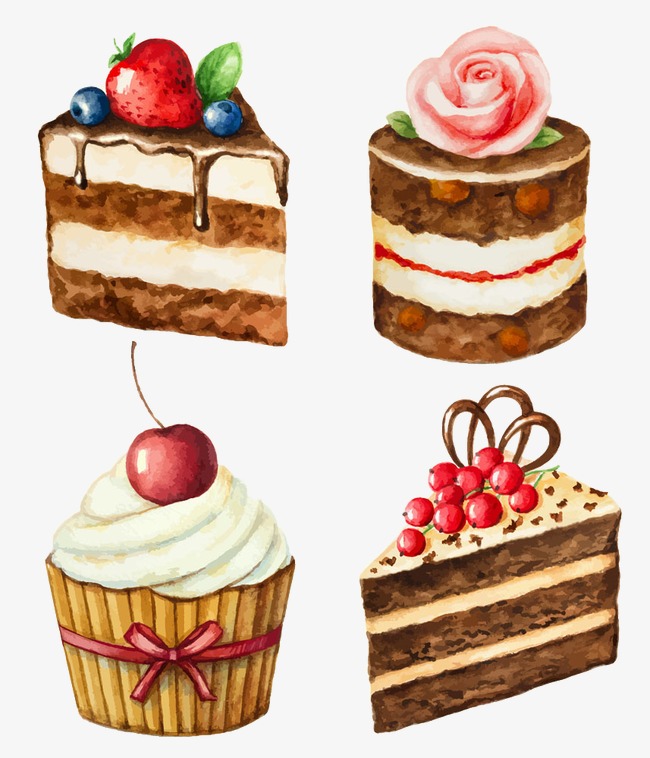 水彩蛋糕插画素材图片免费下载_高清图片png_千库网