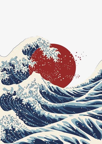 日式插画海浪素材图片免费下载_高清卡通手绘png_千库