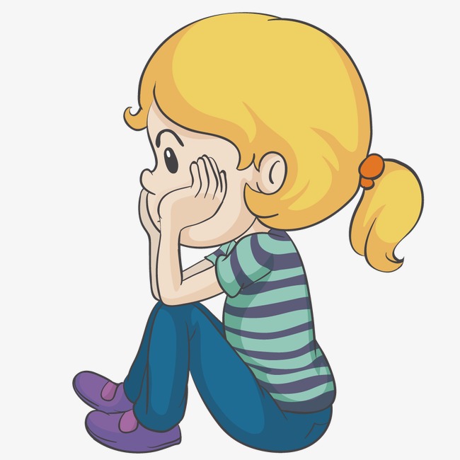 矢量思考小女孩素材图片免费下载_高清卡通手绘psd_千