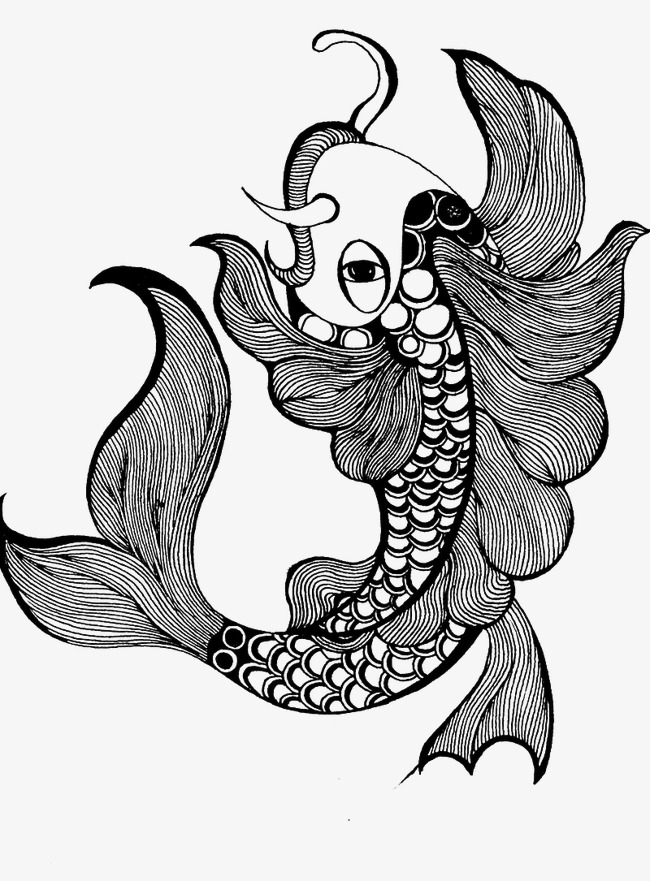 手绘线条鱼