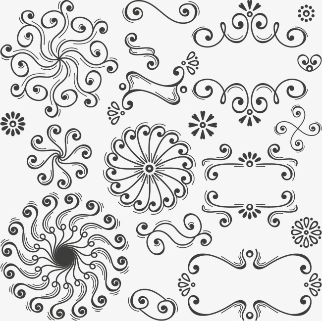 欧式古典线条花纹矢量素材免费下载