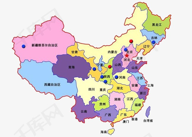 平面中国地图中国地界平面中国地图立体地图各省分面积划分平面地区