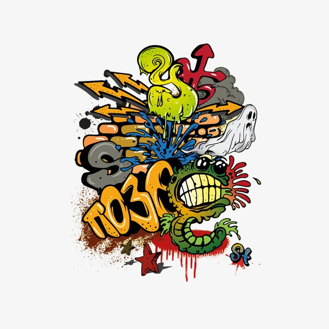 rock街舞潮流摇滚嘻哈涂鸦艺术字插画【免抠元素png】-90设计网