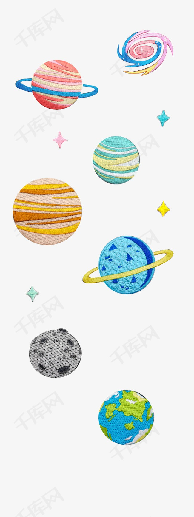 手绘星球彩色星球装饰图案创意手绘星球