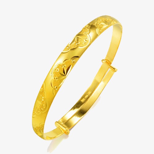 周生生黄金饰手镯足金饰闪沙车花手镯婚嫁女款