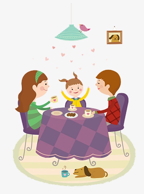 一家人吃饭的图片手绘