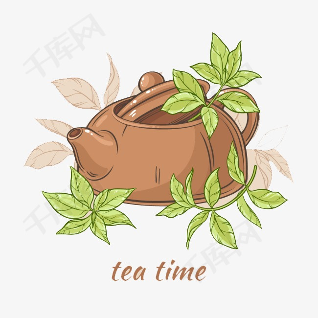 茶壶上的茶叶素材图片免费下载_高清卡通手绘png_千库