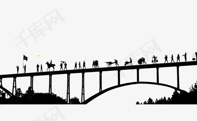 黑色军人剪影长征