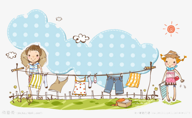 晒衣服素材图片免费下载_高清卡通手绘png_千库网