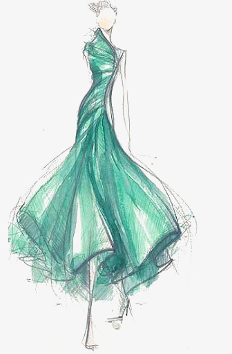 婚纱手绘设计图铅笔稿_汉服手绘设计图铅笔稿(2)