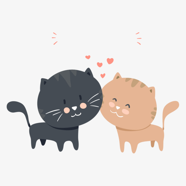 矢量可爱卡通情侣猫咪
