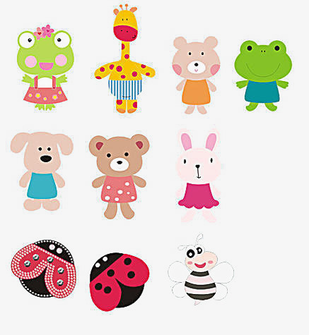 开爱的卡通动物形象png素材-90设计