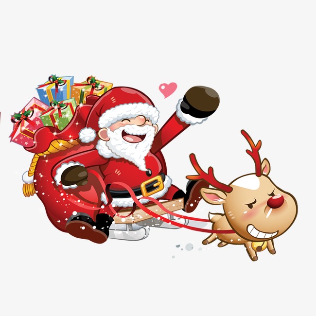 卡通圣诞老人雪橇麋鹿素材图片免费下载_高清节日素材psd_千库网(图片编号5004807)