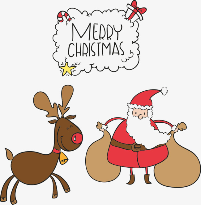 90设计提供高清png节日素材素材免费下载,本次矢量圣诞老人与麋鹿作品
