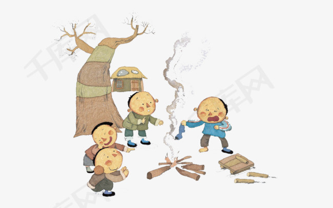 农村儿童怀旧插画素材图片免费下载_高清装饰图案psd
