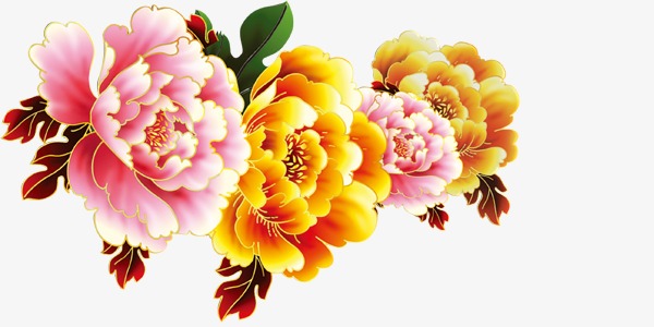 彩色创意牡丹花卉素材