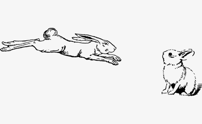 素描两只兔子素材图片免费下载_高清卡通手绘psd