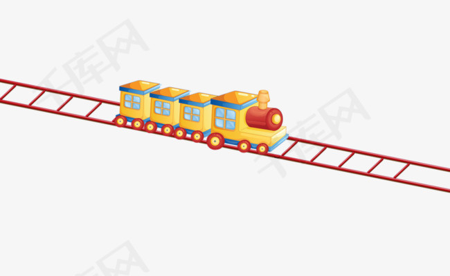 卡通小火车和车轨卡通火车车轨火车行驶在铁轨上