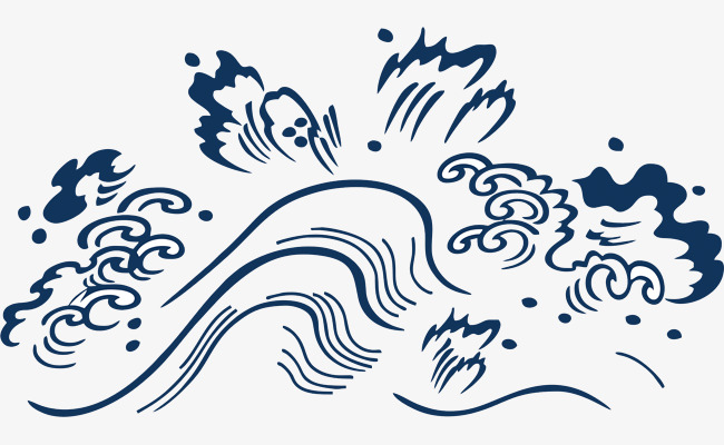 浪花海浪水浪底纹纹理手绘国潮中国风