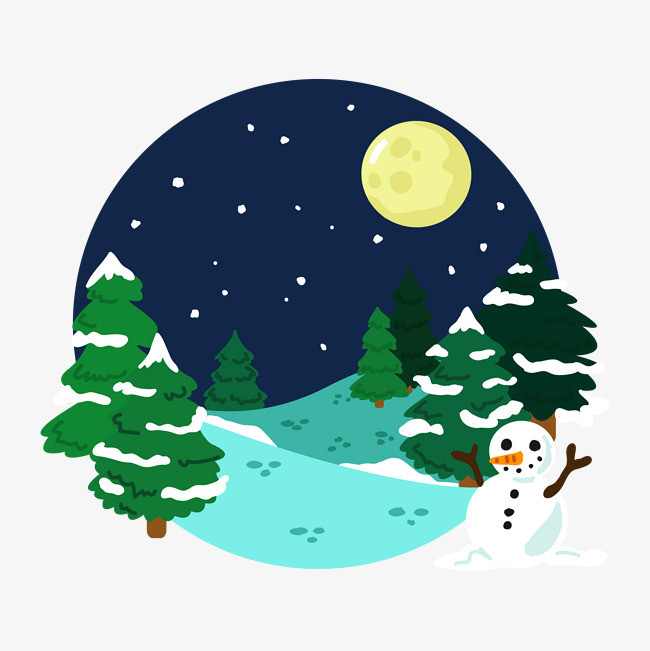 雪景插画png素材-90设计