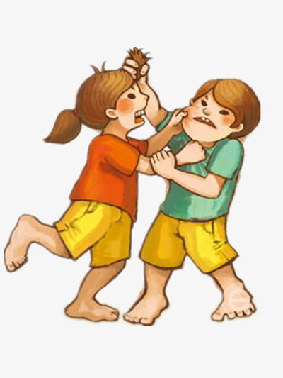 两个打架的小孩设计素材