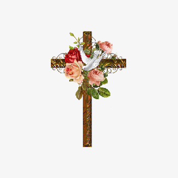 缠绕鲜花的十字架
