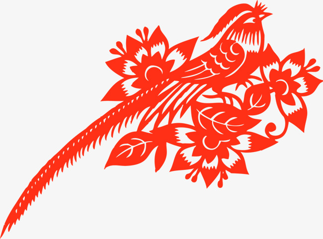 红色小鸟窗花