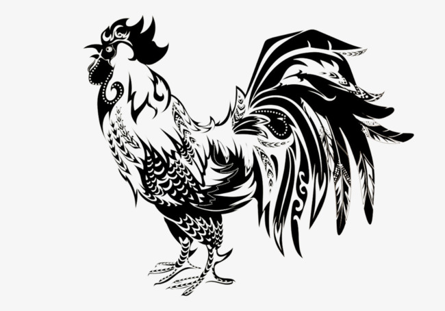 大公鸡剪影大公鸡剪影素材黑白剪纸
