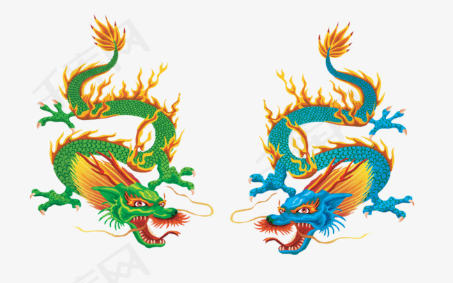 中国龙素材简笔龙中国龙卡通彩色龙霸气中国龙