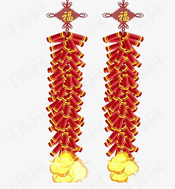 喜庆双联鞭炮png素材
